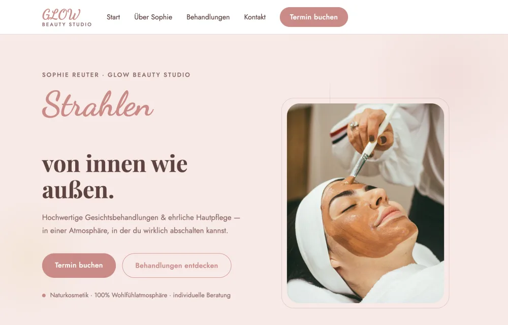 Mit Claude gebaute Kosmetikstudio-Website