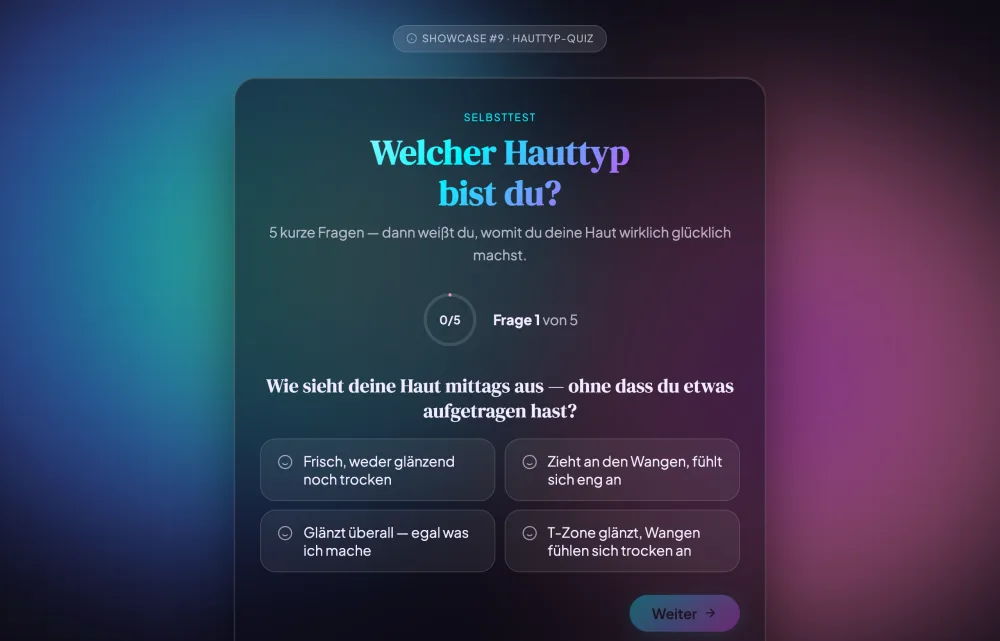 Mit Claude gebautes Hauttyp-Quiz